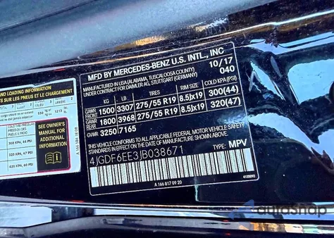 2018 Mercedes-Benz Gls 450 4Matic z USA, uszkodzony, nr VIN 4JGDF6EE3JB038671